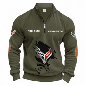 High-Performance Coupe Half Zipper Corduroy Sweatshirt CAR491 - Army Green