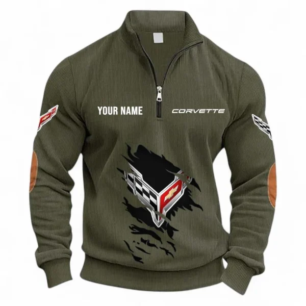 High-Performance Coupe Half Zipper Corduroy Sweatshirt CAR491 - Army Green