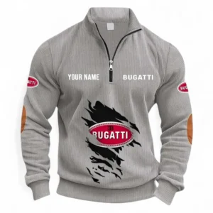 Record-Breaking Auto Half Zipper Corduroy Sweatshirt CAR491 - Light Gray