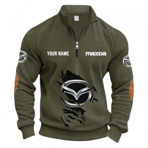 Mid-Size Sedan Half Zipper Corduroy Sweatshirt CAR491 - Army Green