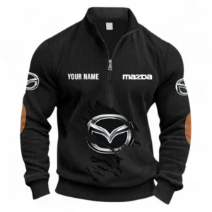 Urban Auto Half Zipper Corduroy Sweatshirt CAR491 - Black