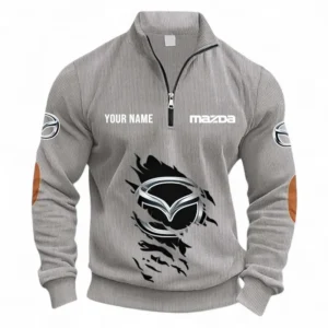 Touring Car Half Zipper Corduroy Sweatshirt CAR491 - Light Gray