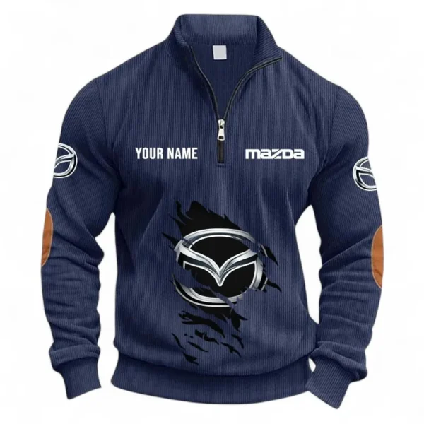 Everyday Vehicle Half Zipper Corduroy Sweatshirt CAR491 - Navy Blue