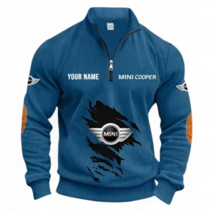 Agile City Vehicle Half Zipper Corduroy Sweatshirt CAR491 - Denim Blue