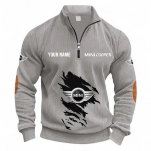 Modern Two-Door Half Zipper Corduroy Sweatshirt CAR491 - Light Gray