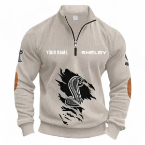 Muscle Car Half Zipper Corduroy Sweatshirt CAR491 - Apricot