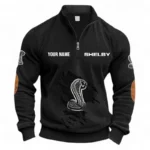 American Sports Car Half Zipper Corduroy Sweatshirt CAR491 - Black