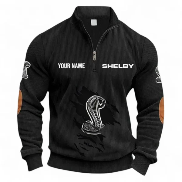 American Sports Car Half Zipper Corduroy Sweatshirt CAR491 - Black