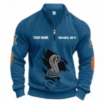 Street Racer Half Zipper Corduroy Sweatshirt CAR491 - Denim Blue