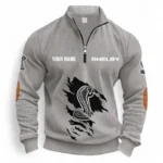 Retro-Inspired Car Half Zipper Corduroy Sweatshirt CAR491 - Light Gray