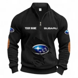 Performance Hatchback Half Zipper Corduroy Sweatshirt CAR491 - Black