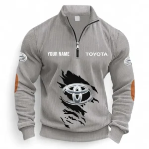Pickup Truck Half Zipper Corduroy Sweatshirt CAR491 - Light Gray