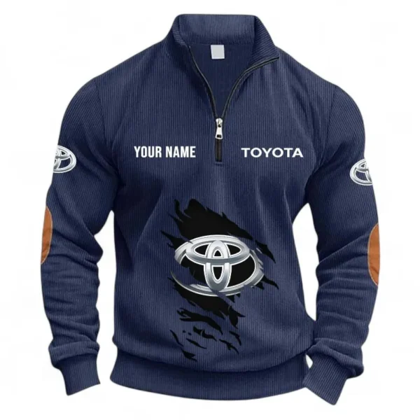 Minivan Half Zipper Corduroy Sweatshirt CAR491 - Navy Blue