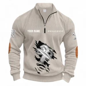Family Auto Half Zipper Corduroy Sweatshirt CAR491 - Apricot