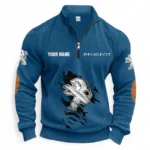 Commuter Vehicle Half Zipper Corduroy Sweatshirt CAR491 - Denim Blue