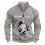 Mid-Size Car Half Zipper Corduroy Sweatshirt CAR491 - Light Gray