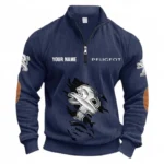 Practical Hatchback Half Zipper Corduroy Sweatshirt CAR491 - Navy Blue