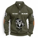 Tough Truck Brand Half Zipper Corduroy Sweatshirt CAR491 - Army Green