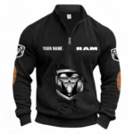 Power Pickup Line Half Zipper Corduroy Sweatshirt CAR491 - Black