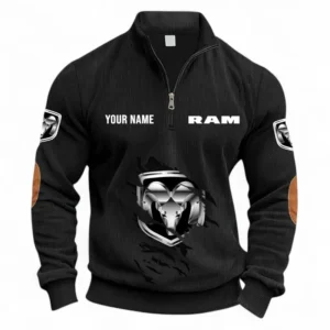 Power Pickup Line Half Zipper Corduroy Sweatshirt CAR491 - Black