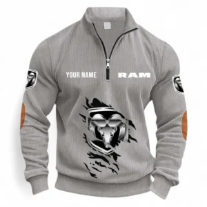 Durable Workhorse Vehicle Half Zipper Corduroy Sweatshirt CAR491 - Light Gray