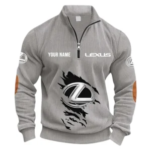 Grand Touring Auto Half Zipper Corduroy Sweatshirt CAR491 - Light Gray