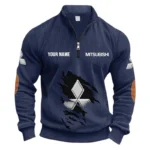 Performance Auto Half Zipper Corduroy Sweatshirt CAR491 - Navy Blue