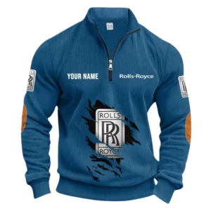 Executive Luxury Vehicle Half Zipper Corduroy Sweatshirt CAR491 - Denim Blue