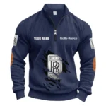 Premium Chauffeur Car Half Zipper Corduroy Sweatshirt CAR491 - Navy Blue