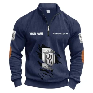 Premium Chauffeur Car Half Zipper Corduroy Sweatshirt CAR491 - Navy Blue