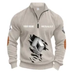Practical Crossover Half Zipper Corduroy Sweatshirt CAR491 - Apricot