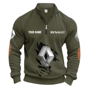 Affordable Auto Half Zipper Corduroy Sweatshirt CAR491 - Army Green