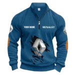 City-Friendly Car Half Zipper Corduroy Sweatshirt CAR491 - Denim Blue