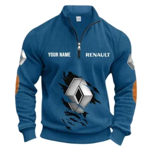 City-Friendly Car Half Zipper Corduroy Sweatshirt CAR491 - Denim Blue