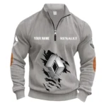 Passenger Vehicle Half Zipper Corduroy Sweatshirt CAR491 - Light Gray