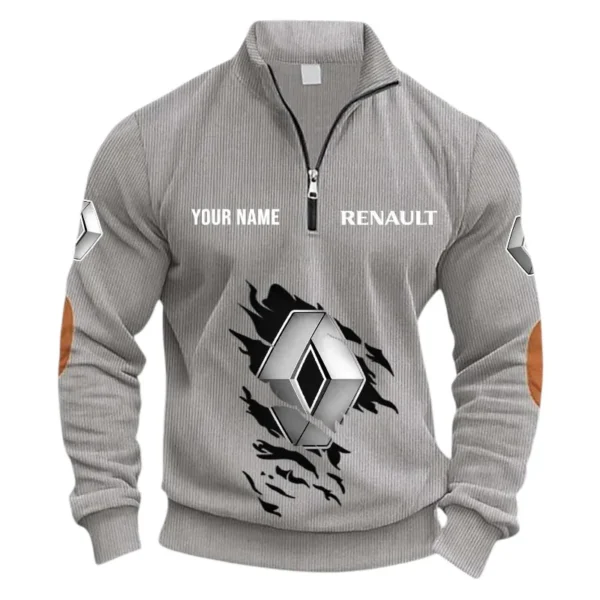 Passenger Vehicle Half Zipper Corduroy Sweatshirt CAR491 - Light Gray