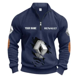 European Automobile Half Zipper Corduroy Sweatshirt CAR491 - Navy Blue