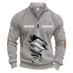 Performance Hatch Half Zipper Corduroy Sweatshirt CAR491 - Light Gray