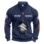 Everyday Ride Half Zipper Corduroy Sweatshirt CAR491 - Navy Blue