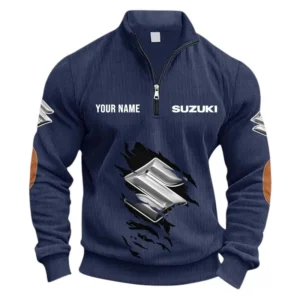 Everyday Ride Half Zipper Corduroy Sweatshirt CAR491 - Navy Blue