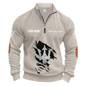 Supercar Half Zipper Corduroy Sweatshirt CAR491 - Apricot
