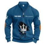 Premium Sports Sedan Half Zipper Corduroy Sweatshirt CAR491 - Denim Blue