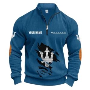 Premium Sports Sedan Half Zipper Corduroy Sweatshirt CAR491 - Denim Blue