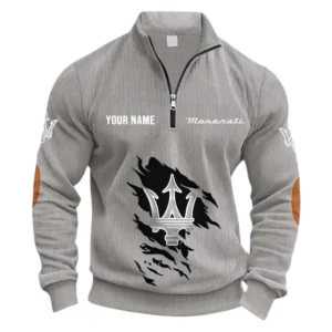 Italian Sports Car Half Zipper Corduroy Sweatshirt CAR491 - Light Gray