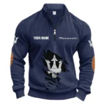 Luxury Coupe Half Zipper Corduroy Sweatshirt CAR491 - Navy Blue