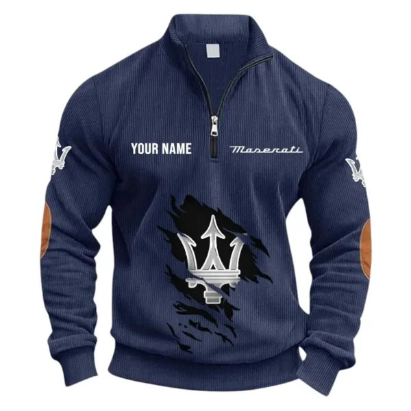 Luxury Coupe Half Zipper Corduroy Sweatshirt CAR491 - Navy Blue