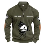 Nostalgic Car Half Zipper Corduroy Sweatshirt CAR491 - Army Green