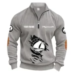 Traditional Car Half Zipper Corduroy Sweatshirt CAR491 - Light Gray