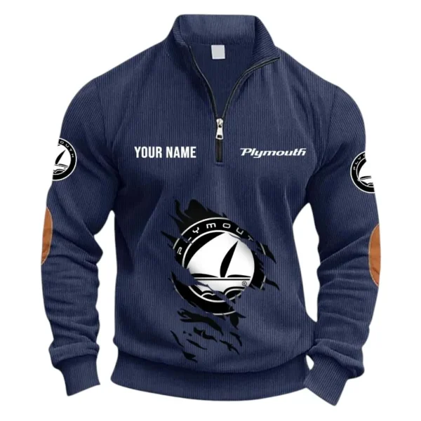 Iconic Ride Half Zipper Corduroy Sweatshirt CAR491 - Navy Blue