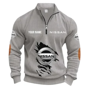 Urban Auto Half Zipper Corduroy Sweatshirt CAR491 - Light Gray